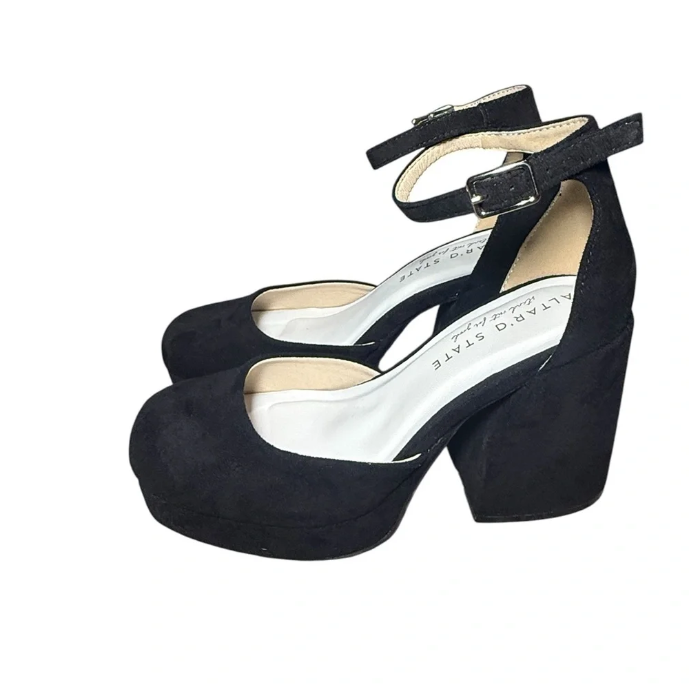 Altar'd State Black Suede Platform Block Heel